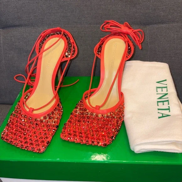 Bottega Veneta Shoes Bottega Veneta Nappa Crystal Redorange